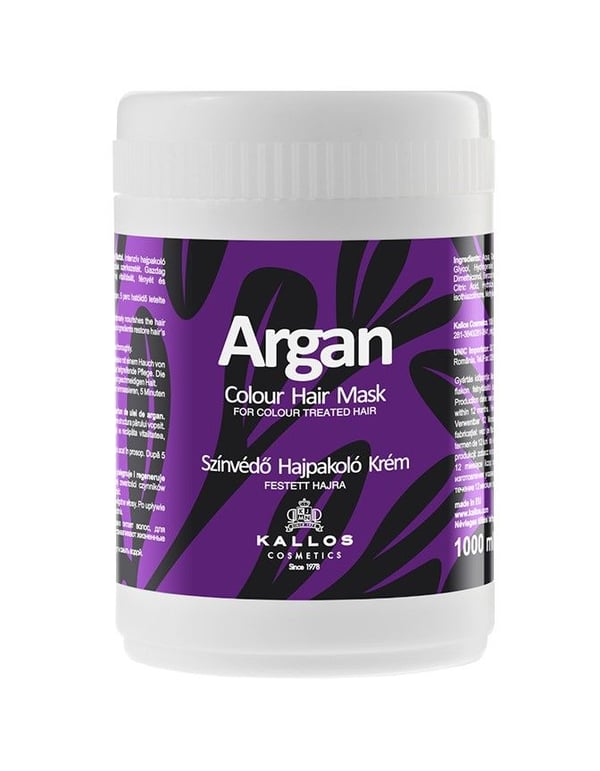 Kallos Argan Color Hair Mask Mask for farget hår 1000ml
