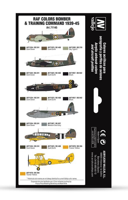 Vallejo 71.145 Model Air Air War RAF Colors Bomber & Training Air Command 1939-1945 (8×18 ml)