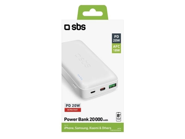 SBS TTBB20000PD20W, 20000 mAh, Valkoinen
