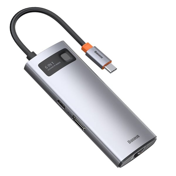 Baseus Metal Gleam, USB 3.2 Gen 1 (3.1 Gen 1) Type-C, 100 W, 10,100,1000 Mbit/s, Grå, 4K Ultra HD, 30 hz