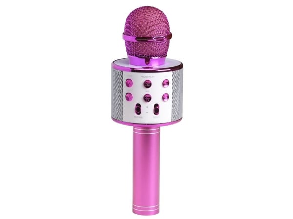 Denver KMS-20P, Karaokemikrofon, Ledning & Trådløs, Bluetooth/3.5 mm, 10 m, USB Type-A, Rosa