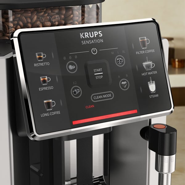 Krups Sensation C10 EA910A, Espressomaskin, 1,7 l, Kaffebönor, Inbyggd kvarn, 1450 W, Svart, Krom