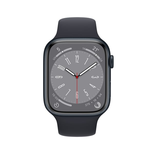 Apple Watch Series 8 (GPS) - 41 mm - midnattsaluminium - smartklokke med sportsbånd - fluorelastomer - midnatt - båndbredde: Regular - 32 GB - Wi-F...