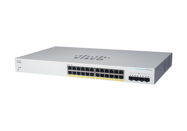 Cisco Business 220 Series CBS220-24P-4X - Switch - smart - 24 x 10/100/1000 (PoE+) + 4 x 10 Gigabit SFP+ (opplenke) - rackmonterbar - PoE+ (195 W) ...