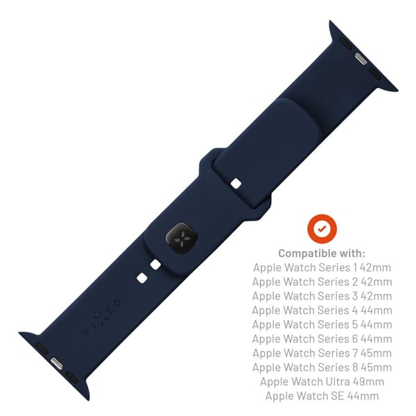 KIINTEÄ - Kellon ranneke älykellolle - silikoni, 42/44/45/46 mm - sininen - Apple Watch Hermès Series 9, Series 10, Series 8, Series 9, Ultra, Ultra 2