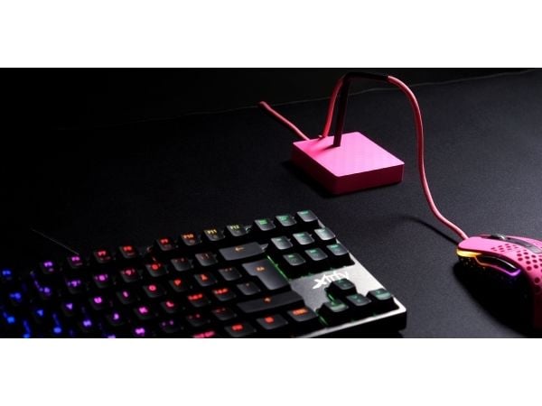 Xtrfy B4, kabelholder, skrivebord, metall, gummi, silikon, rosa
