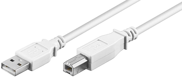 Goobay 96186, 1 m, USB A, USB B, USB 2.0, 0,48 Gbit/s, Valkoinen
