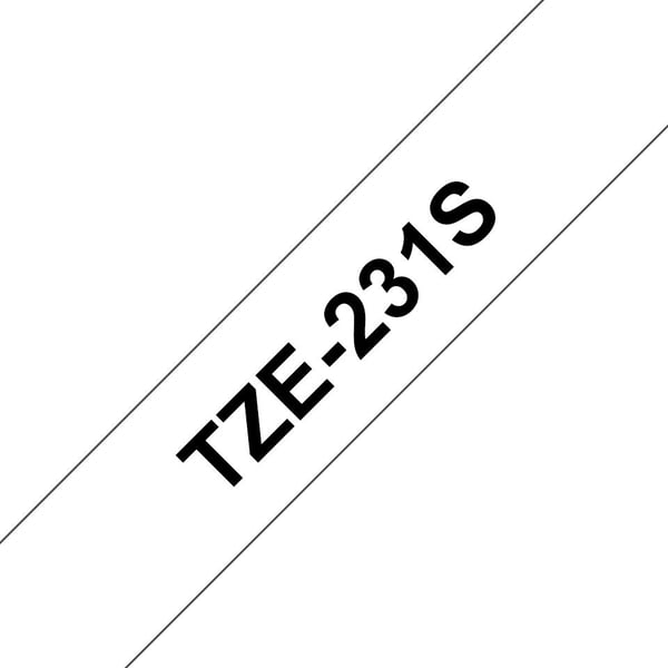 Brother TZe-231S2 etikettband 12 mm x 4 m, svart på vitt