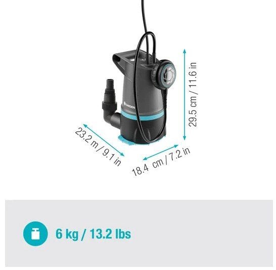 Gardena dränkbar pump 20000 BASIC för rent och smutsigt vatten