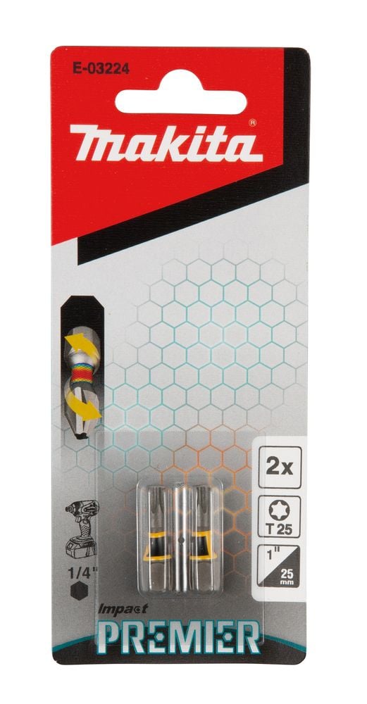 Makita Impact Premier - Impact screwdriver bit - 2 delar - torx - T25 - hexagonalt - längd: 25 mm