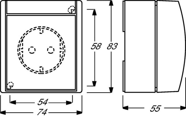 ABB 20 EWN-54, Tyyppi F, 2P+PE, Mänty, Valkoinen, Termoplastinen, Muovi, IP44, 250 V