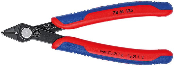 Knipex 78 61 125, Sivuleikkurit, 9 mm, 1,6 mm, Terästä, Muovi, Sininen, Punainen