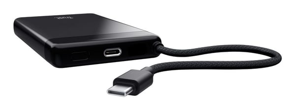 TRUST Powerbank Fiera, 10000 mAh, kaapelilla, 2x USB-C, musta