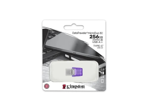Kingston DataTraveler microDuo 3C USB-minne 256 GB USB-A + USB-C, lilla