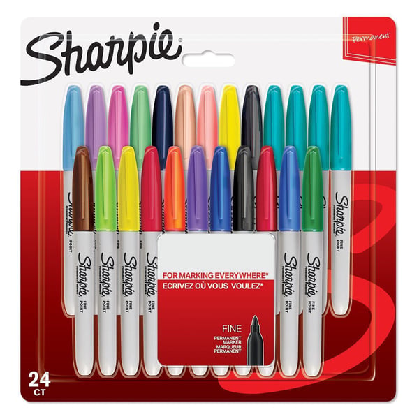 Sharpie Fine, 24 styck, Multifärg, Fin spets, Grå, Multifärg, Rund, Fin