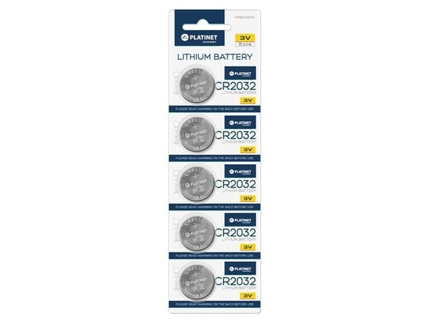 Platinet PMBCR2032, Kertakäyttöinen akku, CR2032, Litium, 3 V, 5 kpl, 3 vuosi/vuosia