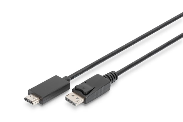 ASSMANN - Adapterkabel - DisplayPort hane låst till HDMI hane - 3 m - trippelskärmad - svart - formpressad, stöd för 4K, tryckknapp