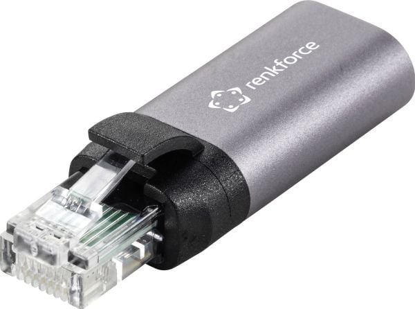 Renkforce RF-4883626 USB-C RJ45-nätverksadapter, 1x RJ45-hane, 1x RJ45-hona