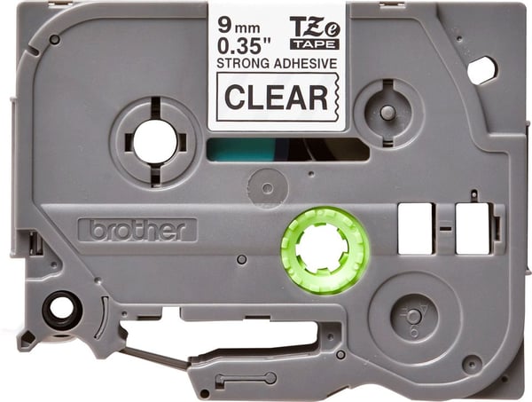 Brother TZe-S121 - Extrastark häftning - svart på klar - Rulle (0,9 cm x 8 m) 1 kassett(er) bandlaminat - för Brother PT-D210, D600, H110; P-Touch ...
