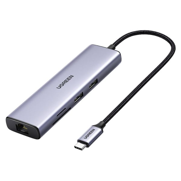 Ugreen 60515 USB-C-hub 2xUSB3.0 + HDMI + RJ45 + SD&amp;TF + PD-portkonverter