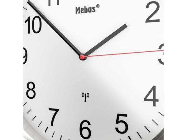 Mebus 19411, Vägg, Mechanical clock, Rund, Vit, Metall, Modern