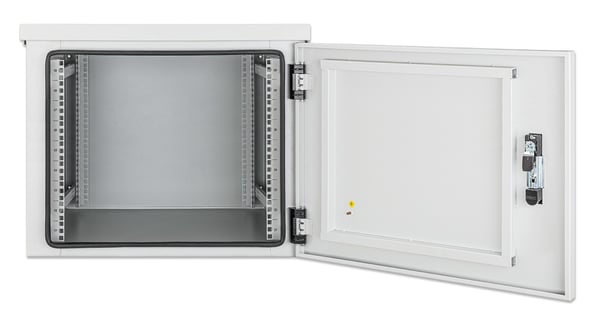 Intellinet 716109, Veggmonterbar hylle, 9U, 100 kg, Nøkkellås, Forbedret kabelføring, 36 kg