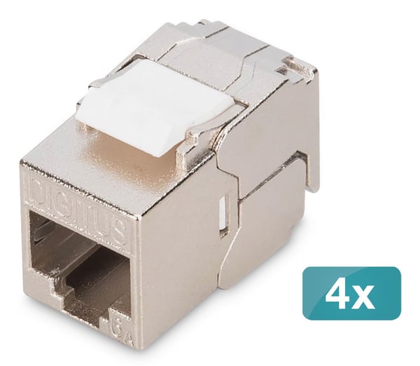 DIGITUS - Modulaariset sisäkkeet - kompakti, työkaluttomia - CAT 6a - suojattu - RJ-45 (4 kpl:n pakkaus)