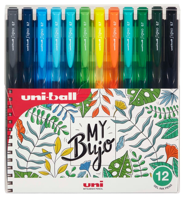 Uni-ball Signo RT1 (My Bujo) set med 12 gelrollerpennor med klick