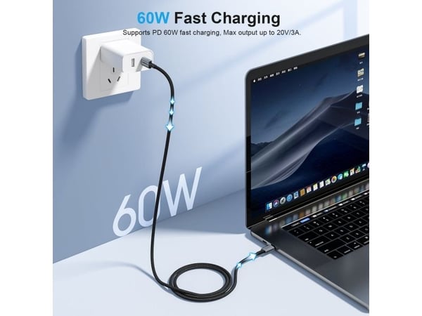 USB-kabel Choetech USB-C till USB-C 1,2 m svart (XCC-1014)