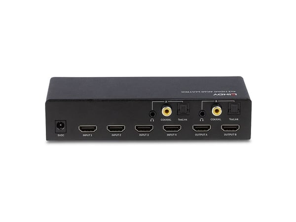 Lindy 38084, AV-matrisväxel, 3840 x 2160 pixlar, 18 Gbit/s, Svart, Metall, 1000 mA