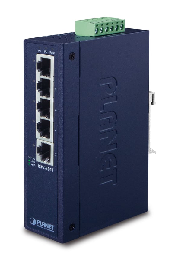 PLANET ISW-501T - Switch - 5 x 10/100 - DIN-skinnemonterbar, veggmonterbar