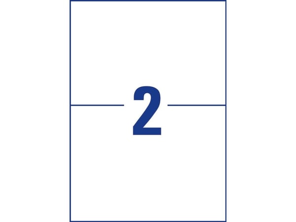 Avery Zweckform - Polyester, polyetylen tereftalat (PET) - matte - permanent klebemiddel - belagt - hvit - 210 x 148 mm 40 etikett(r) (20 ark x 2) ...