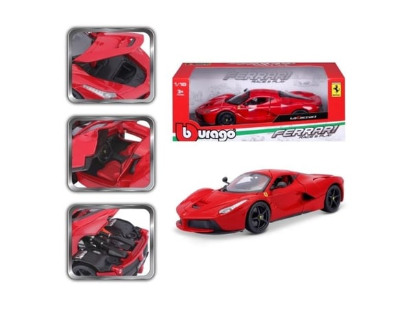 BBURAGO Ferrari LaFerrari, Superauton pienoismalli, Esikoottu, 1:18, Ferrari LaFerrari, Ei sukupuolirajoitusta, Metalli, Muovi
