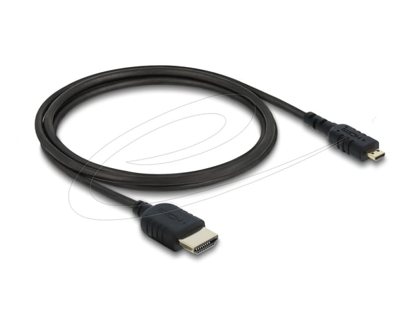 Delock - High Speed - HDMI-kabel - HDMI hann til 19 pin micro HDMI Type D hann - 1 m - tredobbeltskjermet koaksial - svart - 8 K 60 Hz (7680 x 4320...