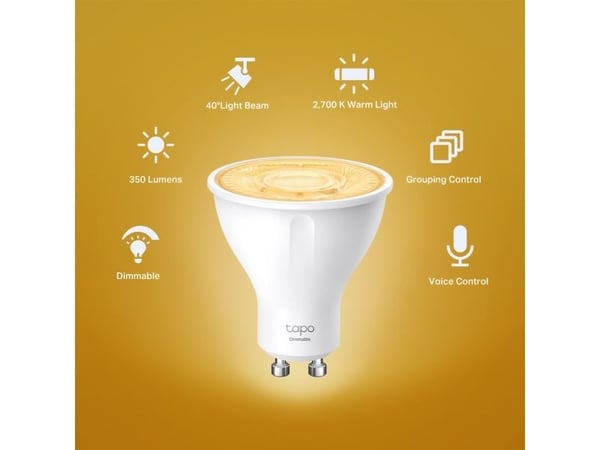 Tapo L610 - Lampa/LED - GU10 - 2.9 W (motsvarande 50 W) - klass D - varmt vitt ljus - 2700 K