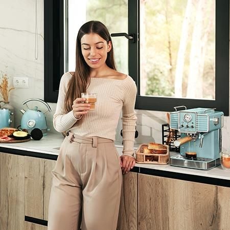 Cecotec 01628, Espressomaskin, 1,5 l, Malat kaffe, 1350 W, Blå