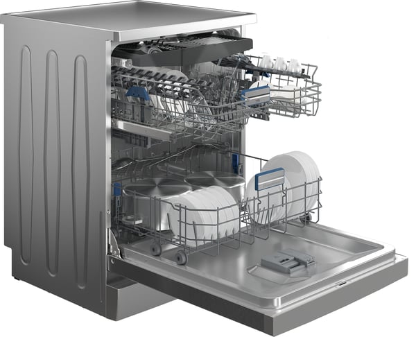 Beko BDFN36650XC, Frittstående, Full størrelse (60 cm), Rustfritt stål, Svart, Berøringskontroll, LED