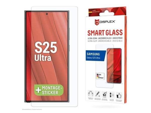 Displex 02078, Samsung, Galaxy S25 Ultra, Tørr påføring, Støvresistent, Slagbestandig, Ripebestandig, Gjennomsiktig, 1 stykker