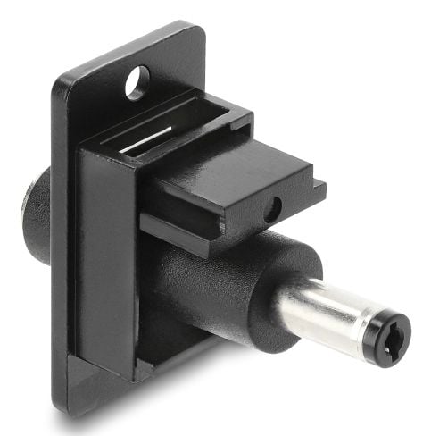 Delock Panel Mount DC 5,5 x 2,1 mm naaras DC 5,5 x 2,1 mm uros musta