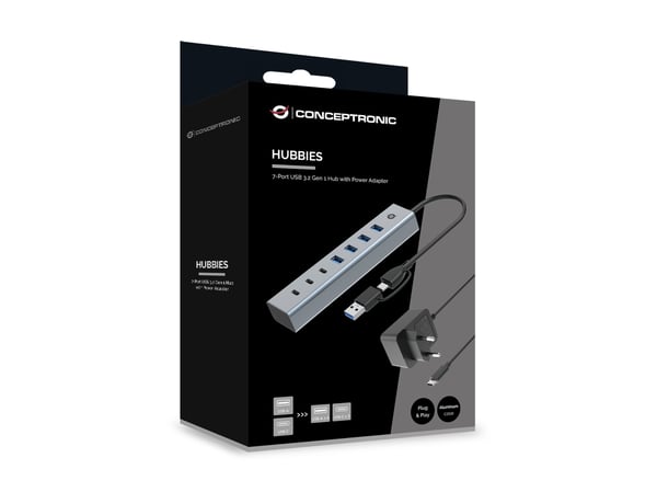 Conceptronic HUBBIES20GP - Hubb - 4 x USB 3.2 Gen 1 + 3 x USB-C 3.2 Gen 1 - skrivbordsmodell