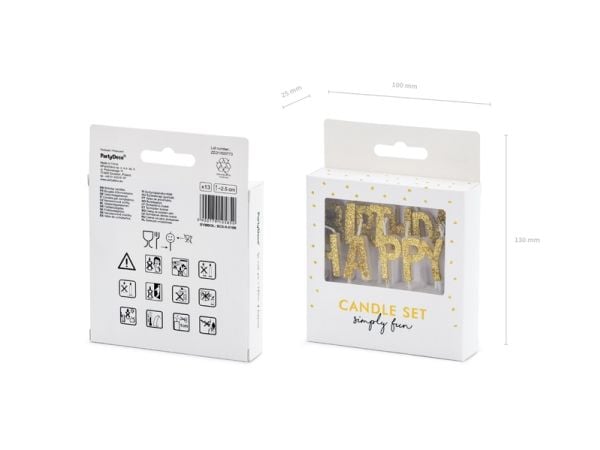 PartyDeco SCS-9-019B, Stearinlys, Gull, 13 stykker