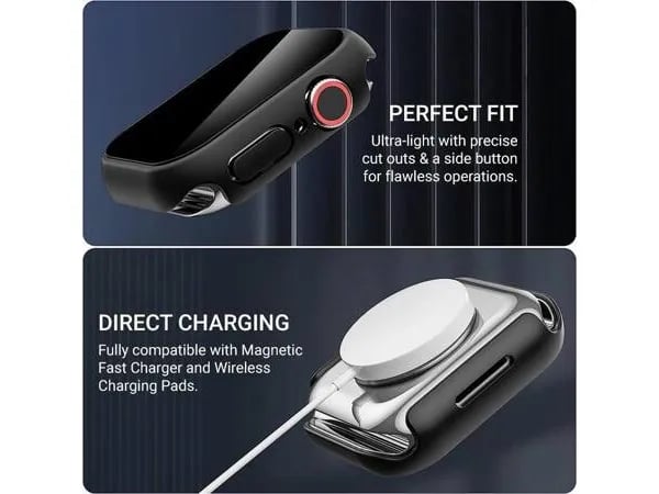 Crong Hybrid Watch Case - Etui ze szklem Apple Watch 41mm (Black)