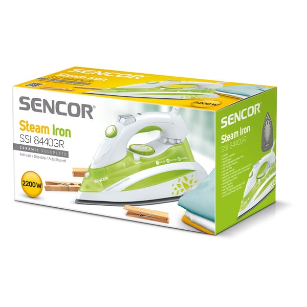 Sencor SSI 8440GR, 1,65 m, Grön, Vit, 0,38 l, 2200 W, 115 mm, 295 mm