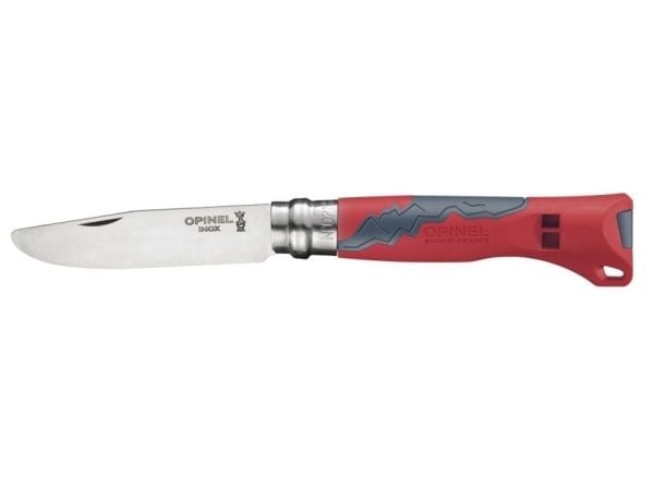 Opinel N°07, Slip joint knife, Camper/scout, Drop point, Stainless steel, Polyamide, Red