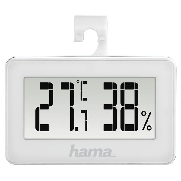 Hama 00186363, Valkoinen, Kosteusmittari sisäkäyttöön, Lämpömittari sisäkäyttöön, 20 - 95%, -10 - 50 °C, F, °C, Akku