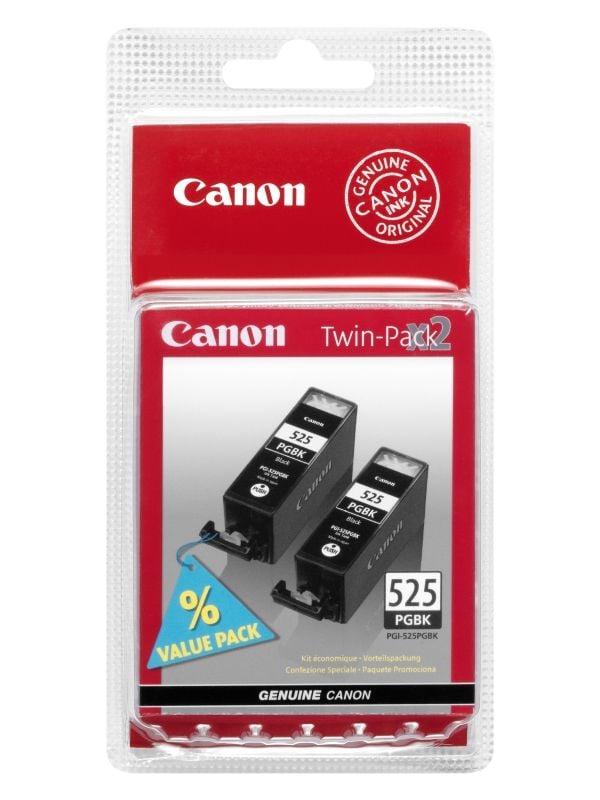 Canon PGI-525PGBK Twin Pack - 2-pack - 19 ml - svart - original - blekkbeholder - for PIXMA iP4950, iX6550, MG5350, MG6150, MG6250, MG8150, MG8250,...