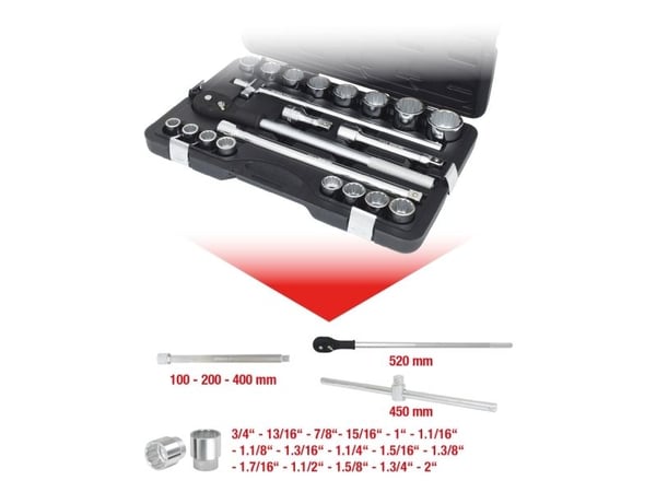 KS Tools 911.0751, Pistorasia, 3/4", Brittiläinen, 1 pää(t), Kromivanadiini-teräs