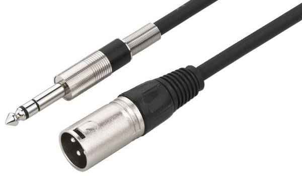 IMG Stage Line 2m, XLR - 6.3mm, XLR (3-nastainen), Hanstik, 6.35mm, Hanstik, 2 m, Sort