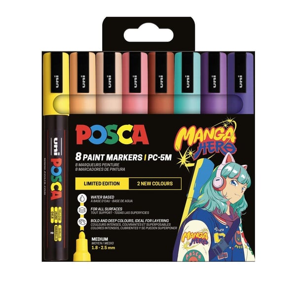 POSCA PC-5M MANGA HERO - 8 kpl värilajitelma