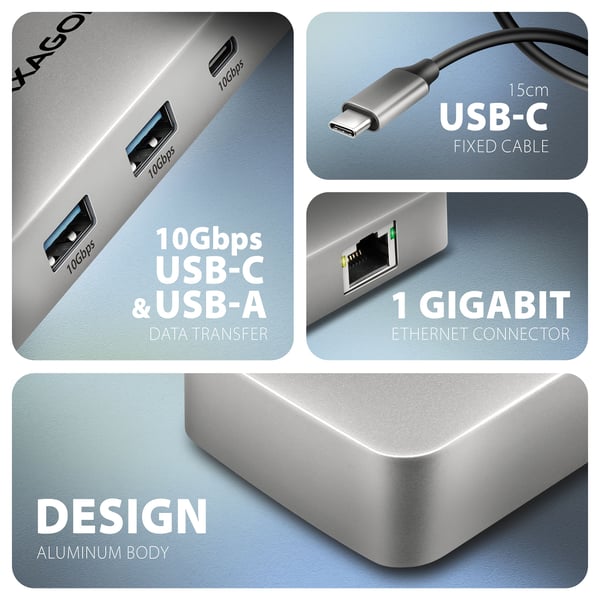 AXAGON HMC-CUB83X2 USB-C-hub 10Gbps 7-i-1 HDMI 4K/144Hz PD 100W